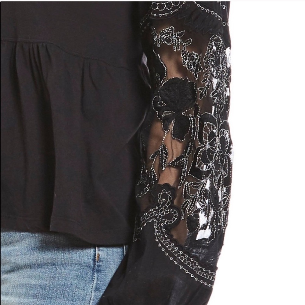 Free People metallic sleeve peplum top - Picture 6 of 10